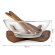 Glass Bowl & Wooden Base With 2 Wooden Spoons